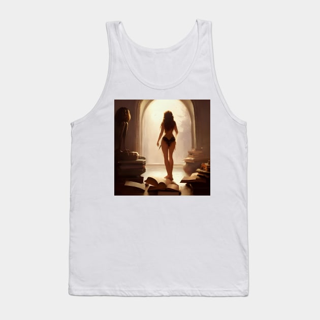 Girl walking between books Tank Top by Maffw